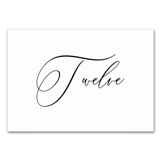 PixDezines Elegante Romantische Kalligraphie Zwölf Tischnummer (Vorderseite)
