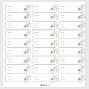PixDezines Elegantes Blaues Eukalyptus-Gast-Adress Aufkleber