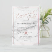 PixDezines Elegantes Skript, Marble+Imitate Rose G Einladung (Stehend Vorderseite)