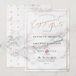 PixDezines Elegantes Skript, Marble+Imitate Rose G Einladung