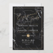 PixDezines Elegantes Skript, Schwarzer Marmor+Imit Einladung (Vorderseite)