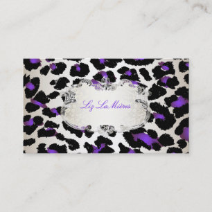 PixDezines elektrisch violett Leopard/Champagner Visitenkarte