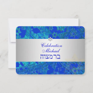 PixDezines Empfang Bar mitzvah/blau/silber Einladung