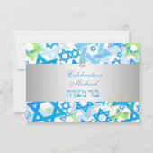 PixDezines Empfang Bar mitzvah/Limon+blau/silber Einladung (Vorderseite)