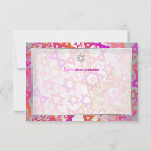 PixDezines Empfang Bar mitzvah/pink/silber Einladung (Rückseite)