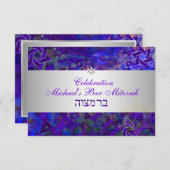 PixDezines Empfang Bar mitzvah/violett/silber Einladung (Vorne/Hinten)