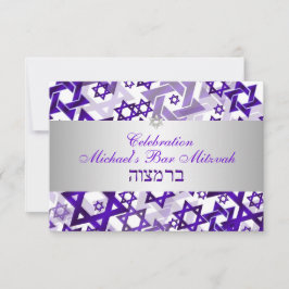 PixDezines Empfang Bar mitzvah/violett/silber Einladung
