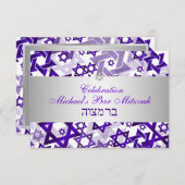 PixDezines Empfang Bar mitzvah/violett/silber Einladung (Vorne/Hinten)