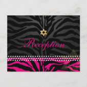 PixDezines Empfang/Hot-Pink-Zebra/Fledermaus-Mitzv Begleitkarte (Vorderseite)