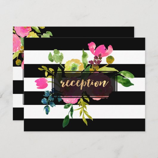 PixDezines Empfang mitzvah/DIYstripes/floral Einladung (Vorne/Hinten)