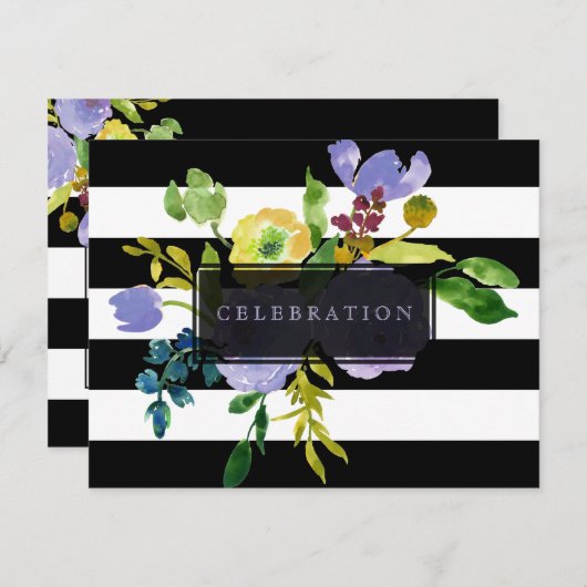 PixDezines Empfang mitzvah/DIYstripes/floral Einladung (Vorne/Hinten)