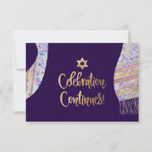 PixDezines Empfang Mitzvah/lila Wasserfarbe Einladung (Vorderseite)