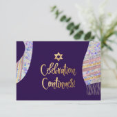 PixDezines Empfang Mitzvah/lila Wasserfarbe Einladung (Stehend Vorderseite)