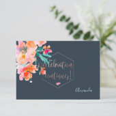 PixDezines Empfang Watercolor Blume Mitzvah ✡ RSVP Karte (Stehend Vorderseite)