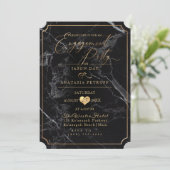 PixDezines Engagement Party Marmor/Imitate Gold Einladung (Stehend Vorderseite)