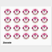 PixDezines Erdbeeren Wirbel Cupcake/DIY Runder Aufkleber (Blatt)