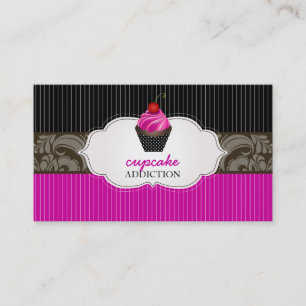 PixDezines Erdbeeren Wirbel Cupcake+Pinstripes Visitenkarte