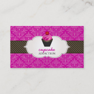 PixDezines Erdbeeren Wirbel Cupcake+Pinstripes Visitenkarte