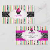 PixDezines Erdbeeren Wirbel cupcake+Stripes Visitenkarte (Vorne/Hinten)