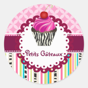 PixDezines Erdbeerwirbel-Cupcake/DIY-Farbe Runder Aufkleber