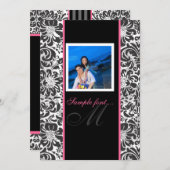 PixDezines-Ereignis.. Monogramm Fidora-Damast Einladung (Vorne/Hinten)