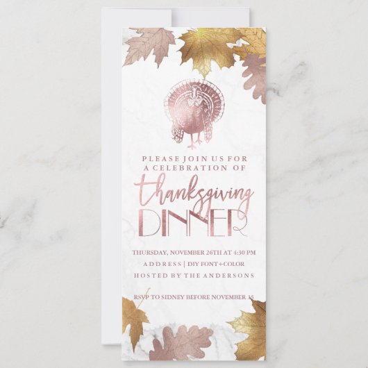 PixDezines Erntedank/Ahorn/Eiche/Imitat Rose Gold Einladung (Rückseite)