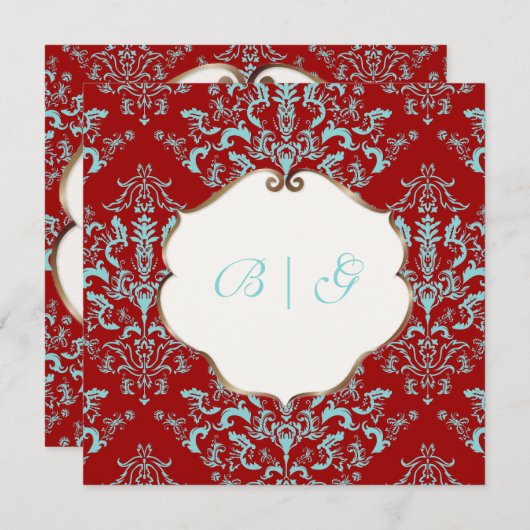 PixDezines Étienne Damask, Hintergrund anpassbar Einladung (Vorne/Hinten)