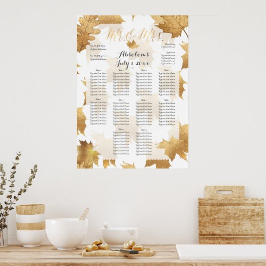 PixDezines Fall Foliage/Imitat Gold/Seating Chart Poster (Küche)