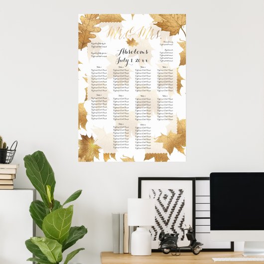 PixDezines Fall Foliage/Imitat Gold/Seating Chart Poster (Heimbüro)