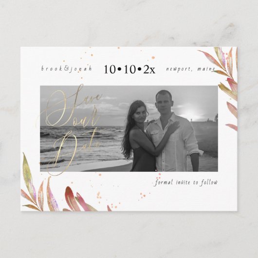 PixDezines Fall Foliage Rettete unser Datum Postkarte (Vorderseite)