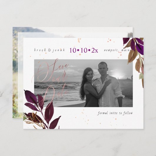 PixDezines Fall Foliage Rettete unser Datum Postkarte (Vorne/Hinten)