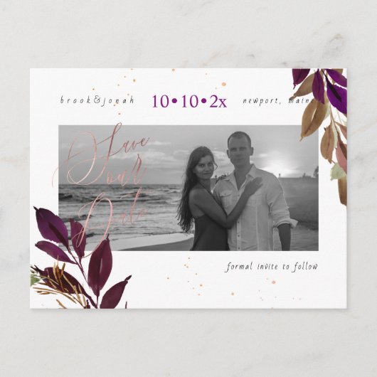 PixDezines Fall Foliage Rettete unser Datum Postkarte (Vorderseite)