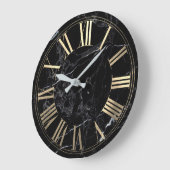 PixDezines FALSCH GOLD ROMAN NUMEROS Große Wanduhr (Winkel)