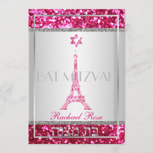 PixDezines falscher Glitter Eiffelturm/Bar Mizwa Einladung