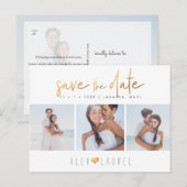 PixDezines Falsches Gold Chic Script Save the Date Postkarte (Vorne/Hinten)