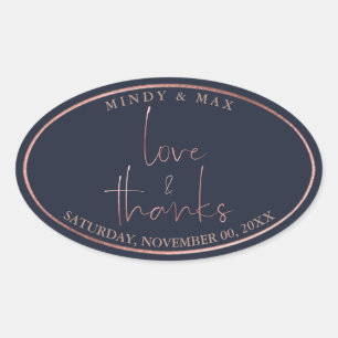 PixDezines FALSCHES ROSE GOLD LOVE+THANKS DIY FARB Ovaler Aufkleber