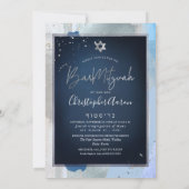 PixDezines Farbblock Blues+Silver Bar Mitzvah Einladung (Rückseite)