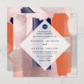 PixDezines Farbblock Moderne Art Blush Navy Einladung (Vorne/Hinten)