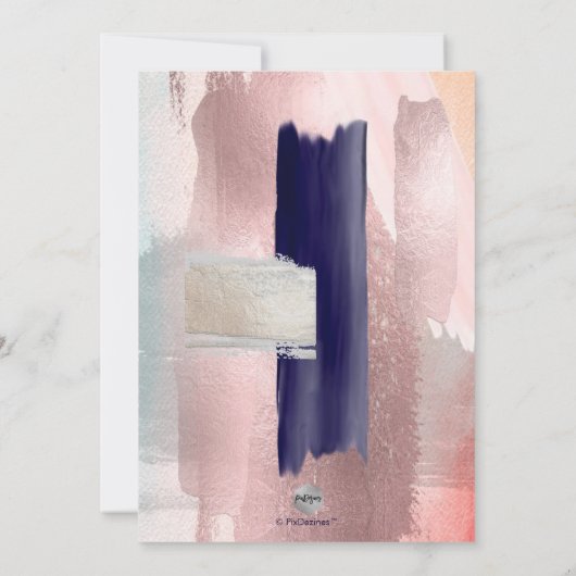 PixDezines Farbblock Navy Rose Gold Silver Einladung (Rückseite)