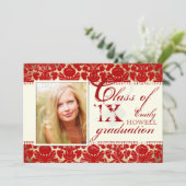 PixDezines-Farben für Text/2012 Grads, Damask Einladung (Stehend Vorderseite)