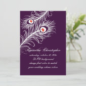 PixDezines-Farben, Pfauenwolken auf Rot Einladung (Stehend Vorderseite)