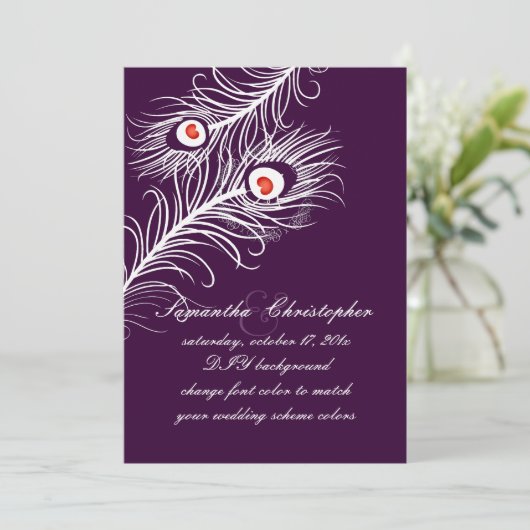 PixDezines-Farben, Pfauenwolken auf Rot Einladung (Stehend Vorderseite)