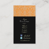 PixDezines-Farbstoff/Flora-Damast Lachs-Orange Visitenkarte (Rückseite)