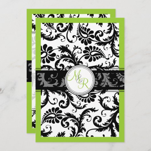 PixDezines-Farbstoff/Pavo-Damast Einladung (Vorne/Hinten)