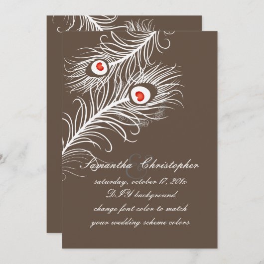 PixDezines-Farbstoffe, weiße Pfauenschwärme Einladung (Vorne/Hinten)