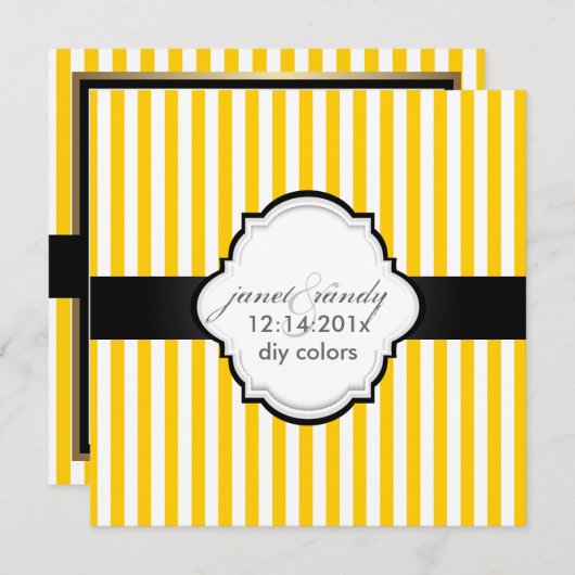 PixDezines-Farbton+schlichte, weiße Streifen Einladung (Vorne/Hinten)