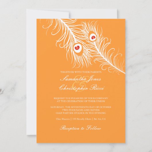 PixDezines-Farbtöne, Pfauenwolken auf Marigold Einladung (Rückseite)