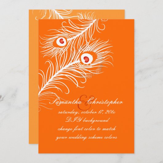 PixDezines-Farbtöne, Pfauenwolken auf Marigold Einladung (Vorne/Hinten)