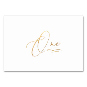 PixDezines Faux Gold Romantische Kalligrafie Eins  Tischnummer