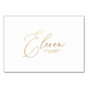 PixDezines Faux Gold Romantische Kalligrafie Elf Tischnummer